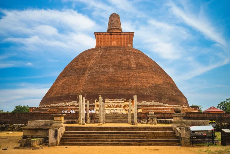 Abhayagiriya Stupa under blue sky in the sacred city of Anuradhapura, Sri Lanka