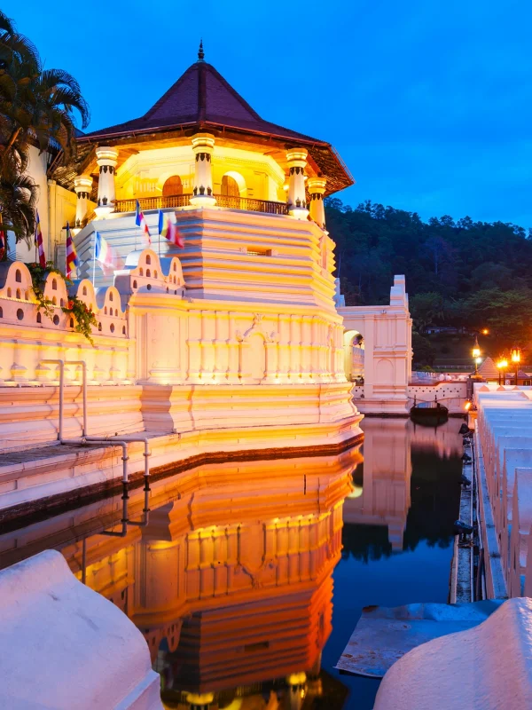 Illuminated view of the Temple of the Tooth in Kandy