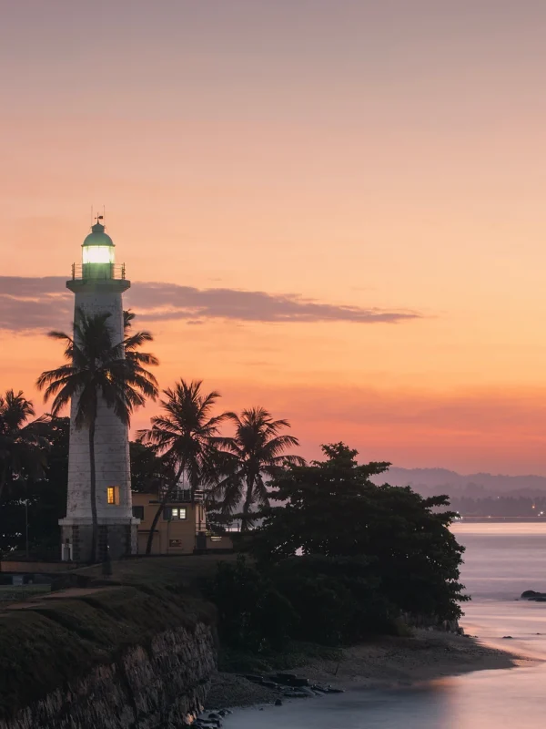 Galle Lighthouse near the fort walls in Sri Lanka