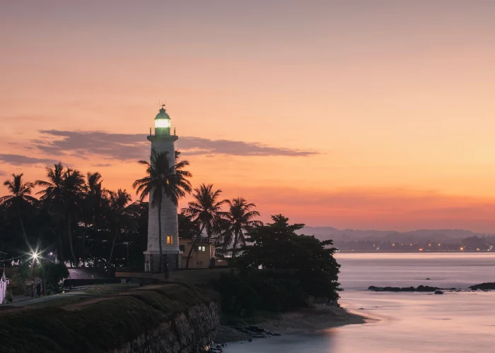 Galle Lighthouse near the fort walls in Sri Lanka