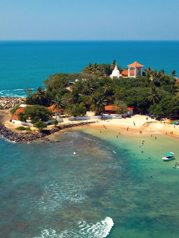 Aerial view of Unawatuna Beach Sri Lanka