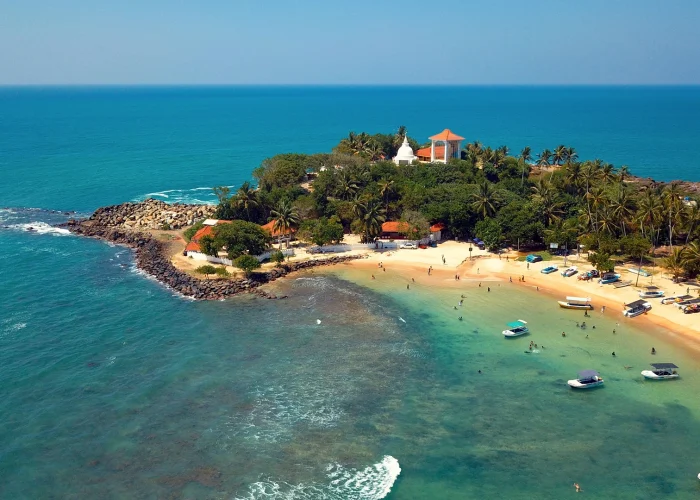 Aerial view of Unawatuna Beach Sri Lanka
