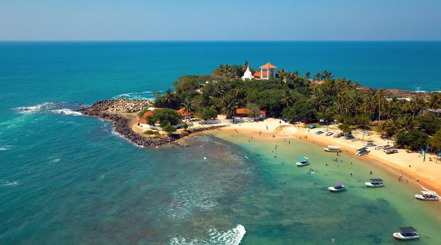 Aerial view of Unawatuna Beach Sri Lanka